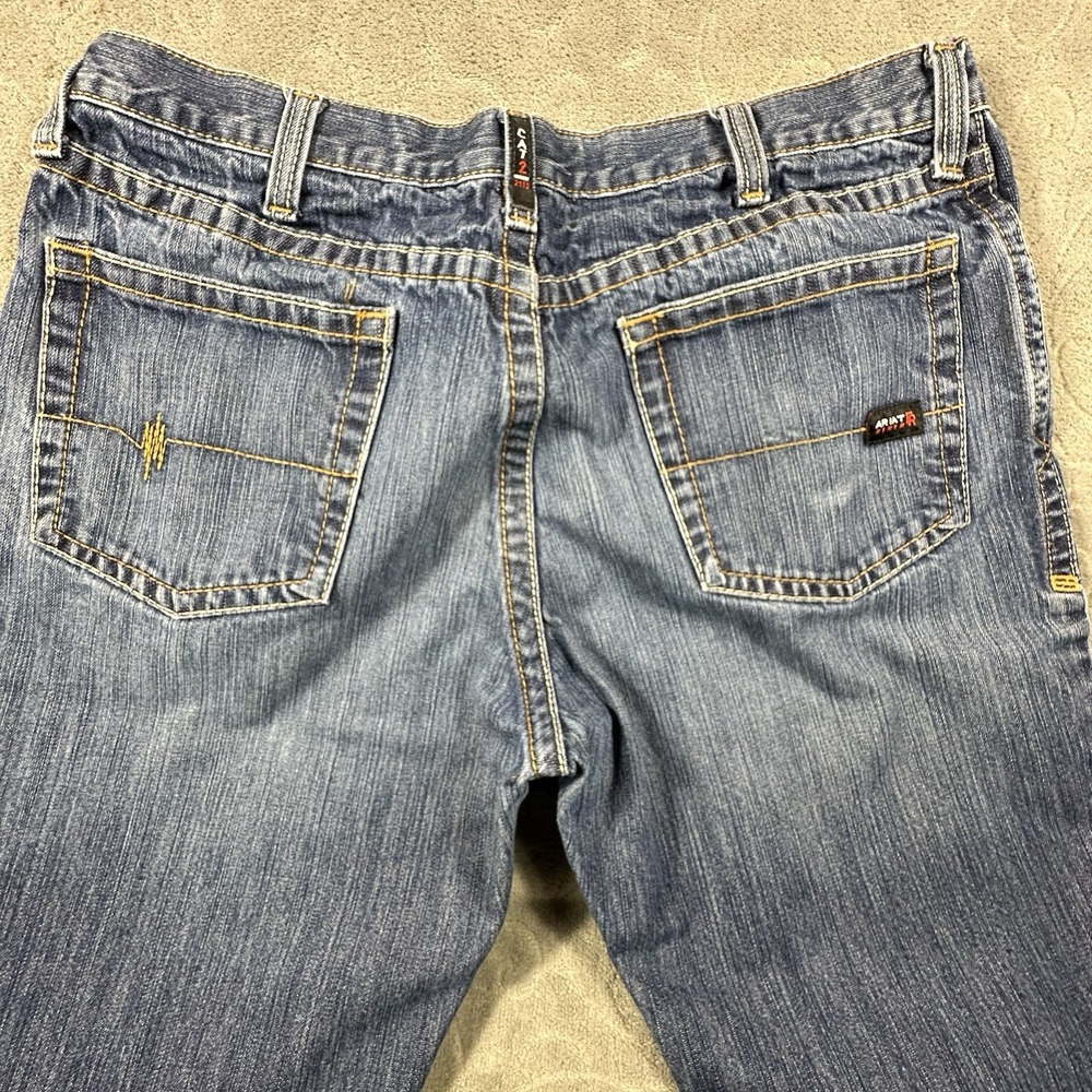 Ariat M4 Low Rise Boot Cut FR Flame Resistant Work Jeans Mens Blue Denim 38x32